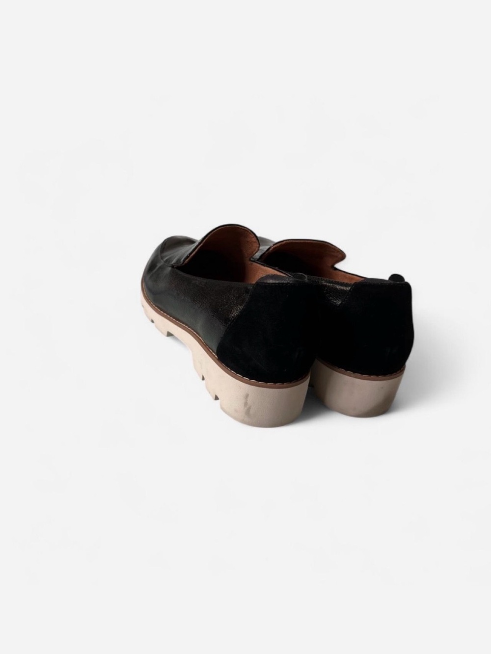 Vionic Black Patent Loafers with Taupe Lug Sole - Picture 4 of 5